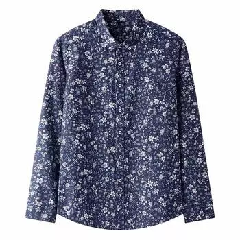 Новые мужские повседневные рубашки с цветочным принтом больших размеров 7XL, хлопковая рубашка с длинным рукавом, обычная мужская рубашка для отдыха M