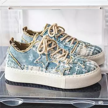 Новые мужские повседневные спортивные кроссовки на толстой подошве, модные, универсальные, персонализированные, повседневные туфли со звездами, размер 39-44 39 чёрный