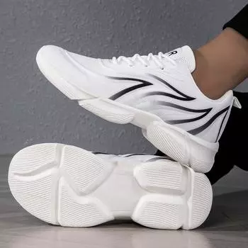 Новые мужские повседневные спортивные туфли, дышащие легкие кроссовки, сетчатые белые кроссовки для бега, спортивные кроссовки для бега, тенниса и ходьбы 39 чёрный