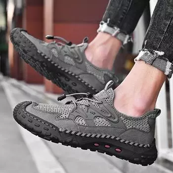 Новые мужские повседневные туфли большого размера на весну и осень, дышащие, с плетеным верхом, для походов на открытом воздухе, обувь для вождения 38 песочный