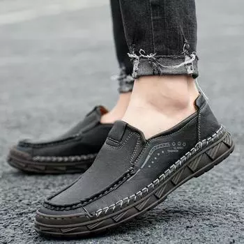 Новые мужские повседневные туфли большого размера на весну и осень, кожаные туфли, модная обувь ручной работы, удобная обувь для вождения 38 темно-коричневого