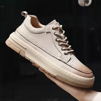 Новые мужские повседневные туфли, дышащие вулканизированные кроссовки, модная спортивная обувь для прогулок на открытом воздухе для мужчин, мужские мокасины из натуральной кожи 38 бежевый