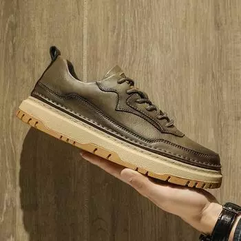 Новые мужские повседневные туфли из натуральной кожи со шнуровкой, удобные кроссовки для мужчин, теннисная обувь Masculino, винтажная обувь для скейтбординга, деловая обувь для мужчин 38 коричневый