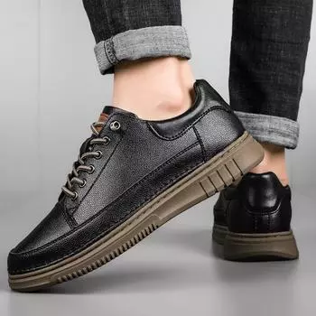 Новые мужские повседневные туфли из натуральной кожи, роскошные брендовые формальные удобные кроссовки для активного отдыха, дизайнерская спортивная обувь для тенниса Masculino 37 чёрный