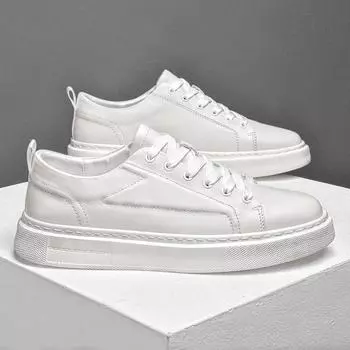 Новые мужские повседневные туфли из натуральной кожи, высококачественные удобные белые кроссовки ручной работы, дышащие кроссовки для бега, универсальные офисные туфли 38 белый