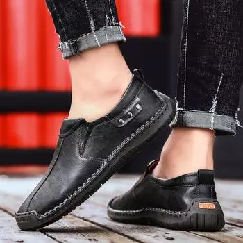 Новые мужские повседневные туфли из натуральной кожи, роскошные брендовые мужские мокасины на плоской подошве, дышащие, черные туфли для вождения, размер плюс 44 38 синий