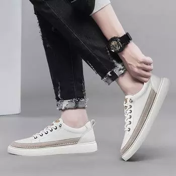 Новые мужские повседневные туфли из натуральной кожи, дизайнерские кроссовки для мужчин, высококачественная удобная спортивная обувь, дышащая, белая, Tenis Masculino 37 чёрный