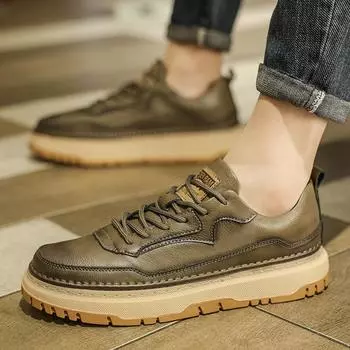 Новые мужские повседневные туфли из натуральной кожи со шнуровкой, удобные кроссовки для мужчин, теннисная обувь Masculino, винтажная обувь для скейтбординга, деловая обувь для мужчин 38 коричневый