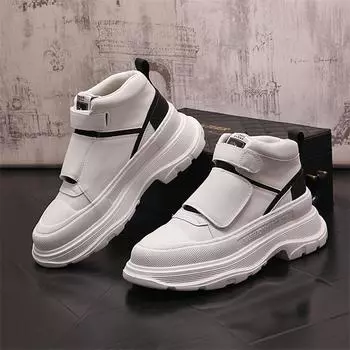 Новые мужские повседневные туфли из парусины с высокими кроссовками в стиле панк-хип-хоп с заклепками, увеличивающие рост туфли на плоской подошве Zapatillas Hombre 38 чёрный