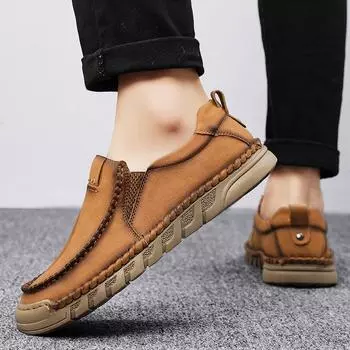 Новые мужские повседневные туфли, кожаные мокасины ручной работы, удобные мужские туфли, качественные мокасины из спилка на плоской подошве, мужские кроссовки, размер 46 38 чёрный