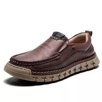 Новые мужские повседневные туфли, кожаные мокасины ручной работы, удобная мужская обувь, качественные мужские кроссовки из искусственной кожи 38 чёрный