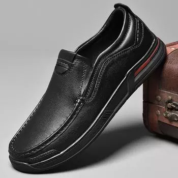 Новые мужские повседневные туфли, модельные лоферы без шнуровки, мужские туфли на плоской подошве для вождения, роскошные дизайнерские туфли из натуральной кожи высокого качества для мужчин 38 чёрный