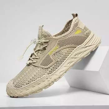 Новые мужские повседневные туфли, модные дышащие кроссовки, летняя сетчатая обувь для мужчин 39 чёрный