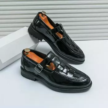 Новые мужские повседневные туфли, модные сандалии для работы на открытом воздухе, мокасины, удобные полусандалии для ходьбы, мужские мокасины, платье 38 чёрный