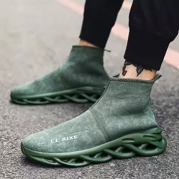 Новые мужские повседневные туфли, нескользящие мужские туфли до щиколотки, модные дышащие мужские спортивные туфли для прогулок на открытом воздухе, размер плюс 47 40 зелёный