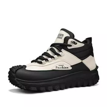 Новые мужские повседневные туфли, высокие походные ботинки для мужчин, водонепроницаемая износостойкая рабочая обувь, модные ботинки 39 чёрный