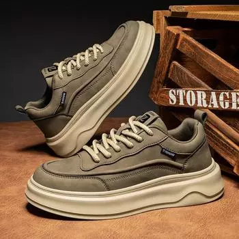 Новые мужские прогулочные туфли из натуральной кожи с вулканизированной подошвой, удобные универсальные кроссовки на платформе для отдыха на открытом воздухе, нескользящие повседневные туфли-оксфорды на шнуровке 39 чёрный