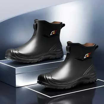 Новые мужские резиновые сапоги для верховой езды, теплые хлопковые нескользящие водонепроницаемые ботинки, рабочие ботинки средней длины, резиновые сапоги, защитные мотоциклетные сапоги 39