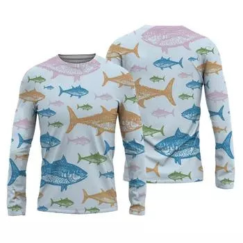 Новые мужские рубашки для рыбалки, футболка с настраиваемым принтом, одежда для рыбалки, рубашка для рыбалки с длинными рукавами, топы с круглым вырезом для спорта на открытом воздухе 6XL S