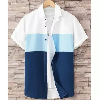 Новые мужские рубашки с 3D-принтом, лоскутная клетчатая мужская одежда, летняя повседневная рубашка с короткими рукавами, свободная рубашка большого размера S