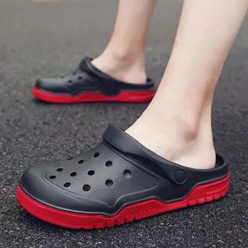 Новые мужские сандалии Crocks Летние тапочки Модные дырчатые туфли Crok Резиновые сабо Дышащая садовая обувь Классические пляжные сандалии на плоской подошве 36