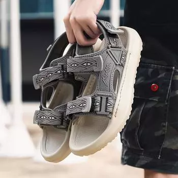 Новые мужские сандалии для летнего отдыха на открытом воздухе, нескользящая универсальная пляжная обувь 38 хаки