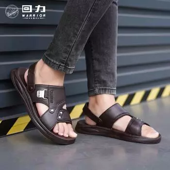 Новые мужские сандалии Huili весна-лето, нескользящие и износостойкие, пляжная обувь, летние повседневные тапочки двойного назначения для мужчин среднего и пожилого возраста 39 коричневый