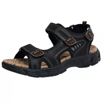 Новые мужские сандалии из кожи на толстой подошве, повседневная спортивная мужская обувь, уличные пляжные тапочки, нескользящая модная мужская обувь большого размера 38