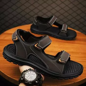 Новые мужские сандалии летняя одежда на толстой подошве нескользящие мужские крутые тапочки для спорта и отдыха трендовая пляжная обувь 39 чёрный