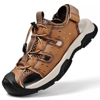 Новые мужские сандалии мягкие сандалии из натуральной кожи мужские большие размеры 38-46 летняя обувь для отдыха на открытом воздухе удобные пляжные сандалии римские 38 чёрный