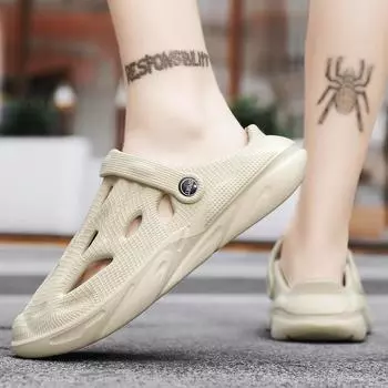 Новые мужские сандалии, мужские летние модные мужские туфли с кокосовыми отверстиями, мужская верхняя одежда, полые пляжные сандалии, тапочки мужские 39 серый