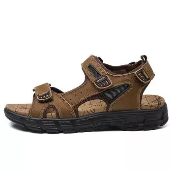 Новые мужские сандалии на толстой подошве из коровьей кожи с открытым носком, сандалии мужские, повседневные тапочки для активного отдыха, модные легкие кроссовки 38