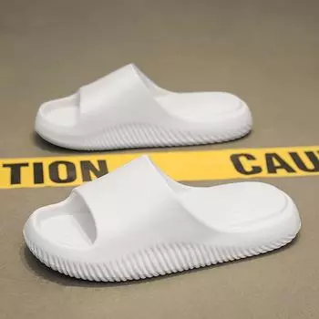 Новые мужские сандалии, уличные тапочки из ЭВА, мужские шлепанцы летом, мягкие домашние нескользящие тапочки для пар с толстой подошвой, простые модные 36-37 чёрный