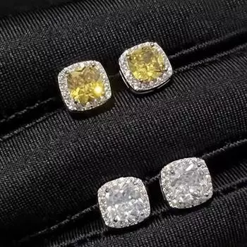 Новые мужские серьги с цирконием, желтые бриллианты, противоаллергические, в стиле унисекс, простые ювелирные изделия