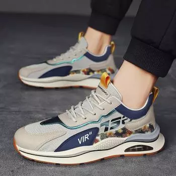 Новые мужские сетчатые кроссовки 2025 года, модная обувь на все четыре сезона, повседневная обувь для пап, корейская версия студенческих прочных кроссовок 39 чёрный