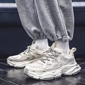 Новые мужские сетчатые кроссовки для бега, летние дышащие модные повседневные спортивные туфли, толстая подошва 5 см, увеличивающая рост, размер 39-44 39 чёрный