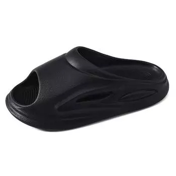 Новые мужские шлепанцы из ЭВА однотонные мужские пляжные легкие домашние сандалии и шлепанцы на одно слово для улицы 40-41 чёрный