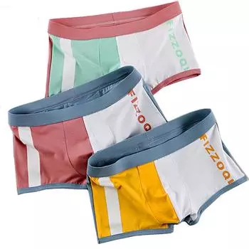 Новые мужские шорты, хлопковое нижнее белье, боксеры, мужское сексуальное нижнее белье со средней талией, дышащие трусики, мужские молодежные индивидуальные трусы для мальчиков M темно-синий