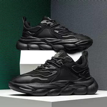 Новые мужские спортивные кроссовки для отдыха, универсальные кроссовки, модная обувь, дышащая сетчатая ткань с защитой от запаха, большой размер 46, теннис 39 чёрный