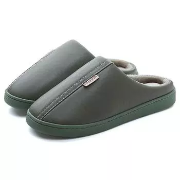 Новые мужские тапочки, домашние тапочки, осенне-зимние парные простые нескользящие водонепроницаемые тапочки 44-45 серый