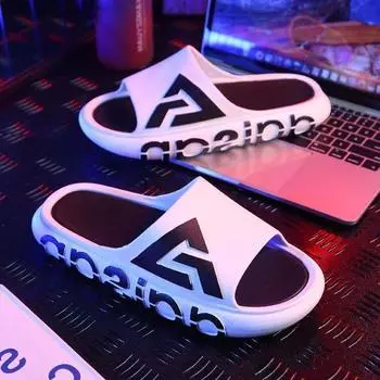 Новые мужские тапочки, летние молодежные пляжные сандалии и тапочки с мягкой подошвой, домашние и уличные, нескользящие пляжные сандалии с толстой подошвой 36-37 белый