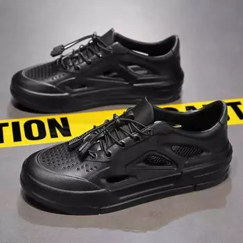 Новые мужские тапочки, летние мягкие пляжные туфли с отверстиями из ЭВА, уличные тапочки с защитой от скольжения для влюбленных, дизайнерские персонализированные полые туфли 36- 41