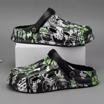 Новые мужские тапочки летние уличные толстые подошвы нескользящие пляжные туфли повседневные сандалии Eva мягкие тапочки садовые сабо 39 чёрный