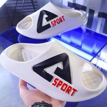 Новые мужские тапочки, летняя домашняя и уличная одежда, трендовая домашняя обувь с толстой подошвой, для ванной комнаты, мягкая подошва, нескользящая 40-41 белый