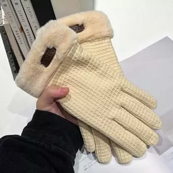 Новые мужские теплые перчатки с длинными пальцами, зимние перчатки с сенсорным экраном и флисовые перчатки, женские утепленные шерстяные вязаные перчатки для езды на велосипеде One Size