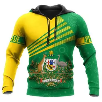Новые мужские толстовки с капюшоном из Австралии с 3D-принтом, кенгуру, осенняя, с длинным рукавом, повседневная, с флагом Австралии, уличная, дизайнерская толстовка с капюшоном S