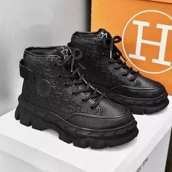 Новые мужские трендовые туфли 2024 года, осенне-зимние ботильоны, мужские модные нескользящие уличные внутренние увеличивающие рост однотонные кроссовки 39