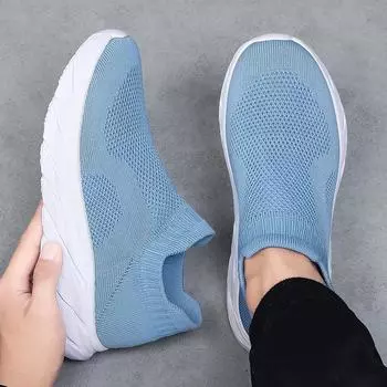 Новые мужские туфли Amazon — дышащие и повседневные для лета, легкие ленивые туфли с мягкой подошвой и прогулочные туфли с одной педалью из плетеной ткани. 36 озеро синий