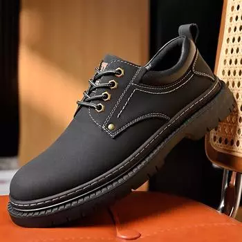 Новые мужские туфли большого размера из 100% коровьей кожи, удобные спортивные туфли с толстой нескользящей подошвой, высококачественные повседневные туфли для мужчин 38 чёрный