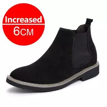 Новые мужские туфли для увеличения роста, ботинки челси, 6 см, невидимая внутренняя часть, увеличивающая рост, мужские туфли, увеличивающие рост, кожаные мужские ботинки на платформе 37